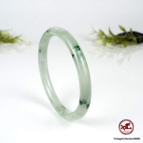 Weiß und grün transluzent Icy Jadeit Jade Armreif Gr. 58,6 mm, Icy Jade Armreif - Bild 7 von 9