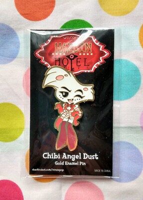 Official Shark Robot Hazbin Hotel Chibi Angel Dust Gold Pin, Brand