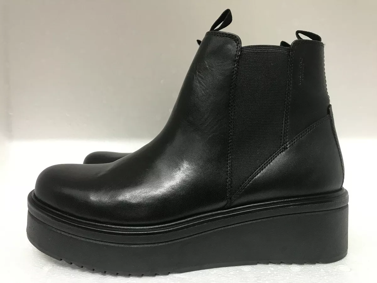 Vagabond Tara Black Leather Chelsea Wedge Platform Ankle Boots EU40, eBay