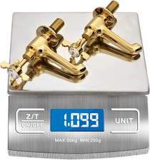 Peppermint Polished Gold Basin Pillar Taps Pair Two Bathroom Sink Tap Hot and C
