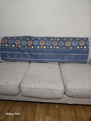 New Couch Sofa Back Cover Protector Boho Chenille Non-slip Blue 36 X 71 Inch