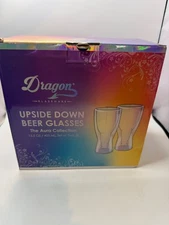 Dragon Glassware Upside Down 13.5 Oz Beer Glasses Set of 2 NEW!!!