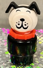 Vintage Fisher Price Little People Doll Black White Dog House City Vehicle