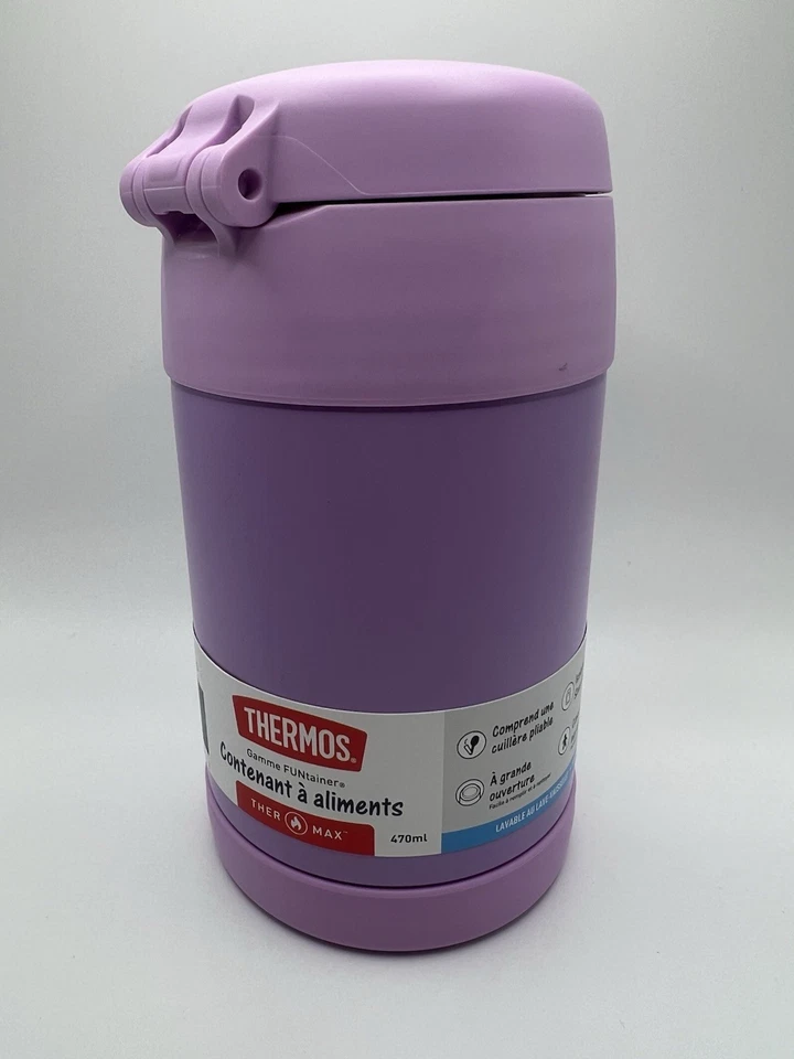 Termo 16 oz. Tarro de comida aislado al vacío de acero inoxidable para niños Funtainer PÚRPURA Foto 3 de 4