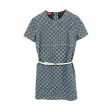 GUCCI GG Pattern Denim Mini Belt Dress 818219 cotton Navy Used Women #38