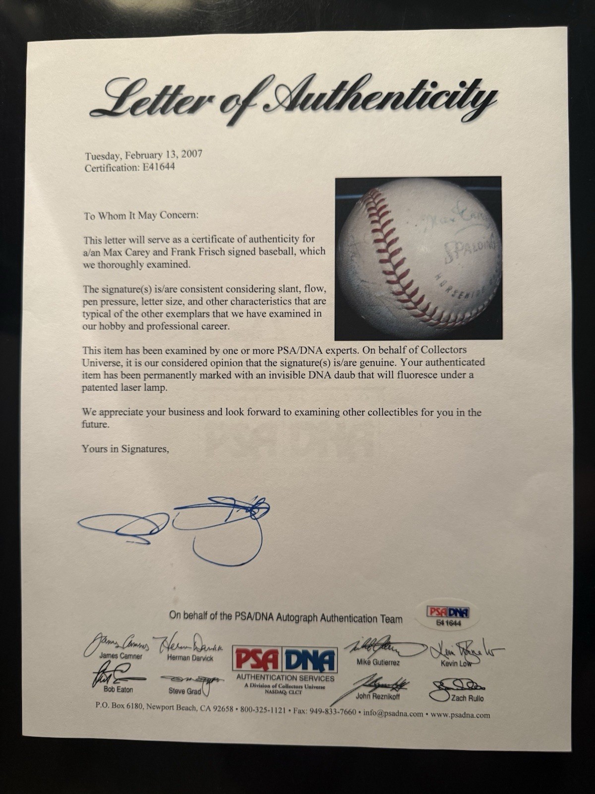 Max Carey Signed Baseball PSA/DNA LOA HOF Pittsburgh Pirates Brooklyn Dodgers - image 5