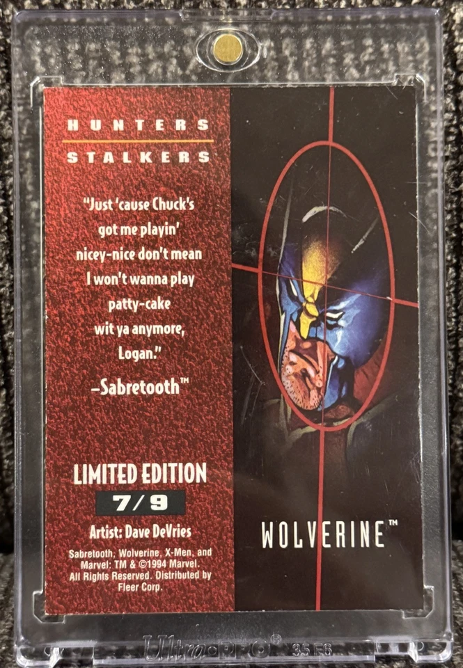 1994 Ultra X-Men Wolverine Hunters and Stalkers Gold 7/9 Limited Edition SP - Image 2 of 2