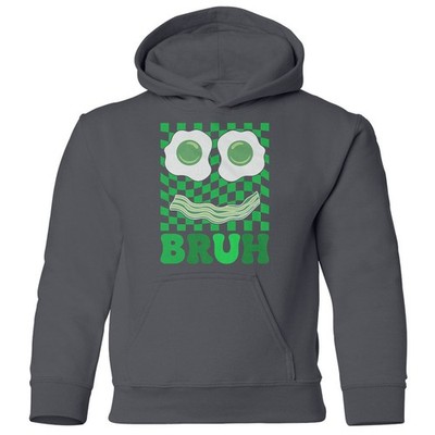 Bruh Funny Breakfast Face - St Patricks Day Humor YOUTH Hooded Sweatshirt