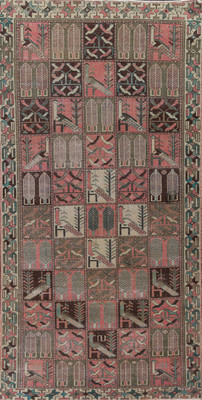Vintage Garden Design Handmade 9 ft Runner Rug Wool 4x9 ft Hallway Carpet