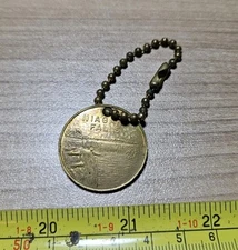 Vintage Niagara Fall Good Luck Brass Token Keychain