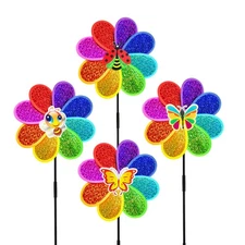 Outdoor Wind Spinners Yard Garden Decor Shiny Pinwheels, Lawn Rainbow Ornamen...