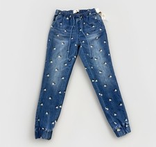 Mickey Mouse Jean Joggers Size Small Disney Parks Screen Print Pants Blue Jeans