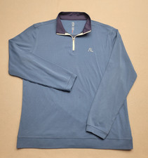 Rhoback Men's Quarter Zip Blue Black Pullover Long Sleeve Golf Sweater Size XL