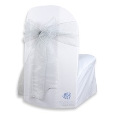 50 pcs Organza Chair Cover Bow Sash 108"x8" - Silver - Wedding Party Banquet wg