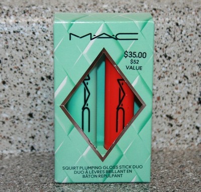 MAC Squirt Alert Plumping Lip Gloss Duo Set Heat Sensor & Mint Green Full Size