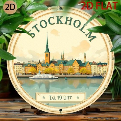 Sweden Map Sign Aluminum Sign 8 Round Vintage Style Funny Wall Art