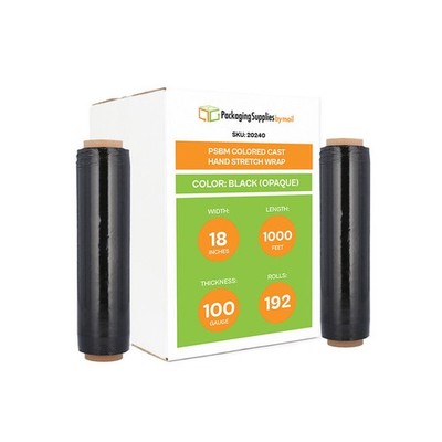 192 Rls 18''x1000' Cast Packing Stretch Film Shrink Hand Wrap (100 Ga) Dark Black