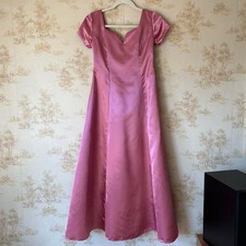 Vintage 80s Satin Gown Pink Coquette Princess Sweetheart Prom Dress Formal XS S