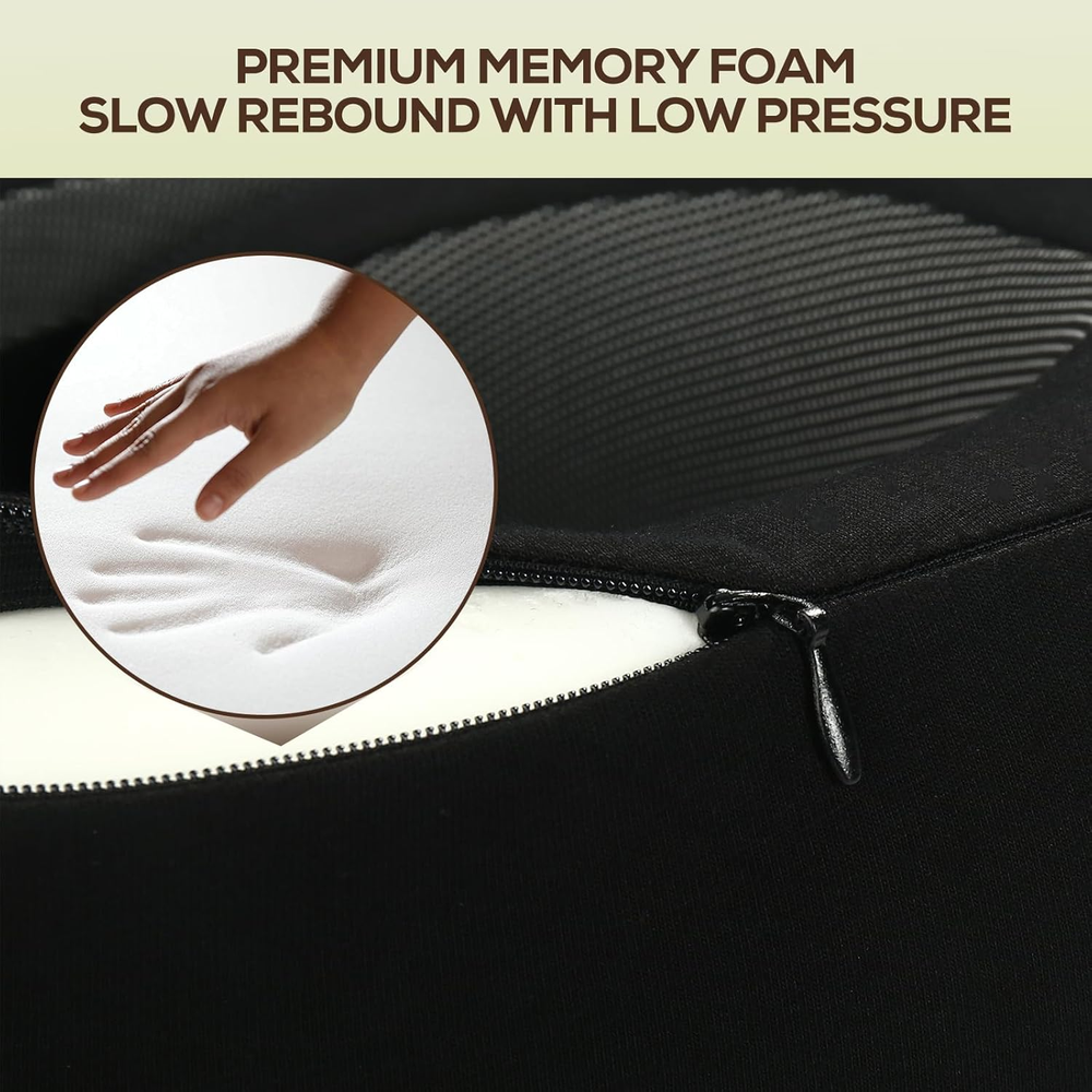 Memory Foam Travel Pillow for Neck Support - Compact & Portable for Car Trips and Airplanes