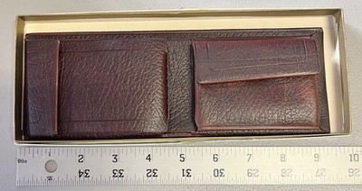 Vintage MONTGOMERY WARDS MENS LEATHER WALLET UNUSED in Original Box