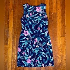 NWOT Old Navy Blue Floral Sleeveless Dress Medium vacation wedding