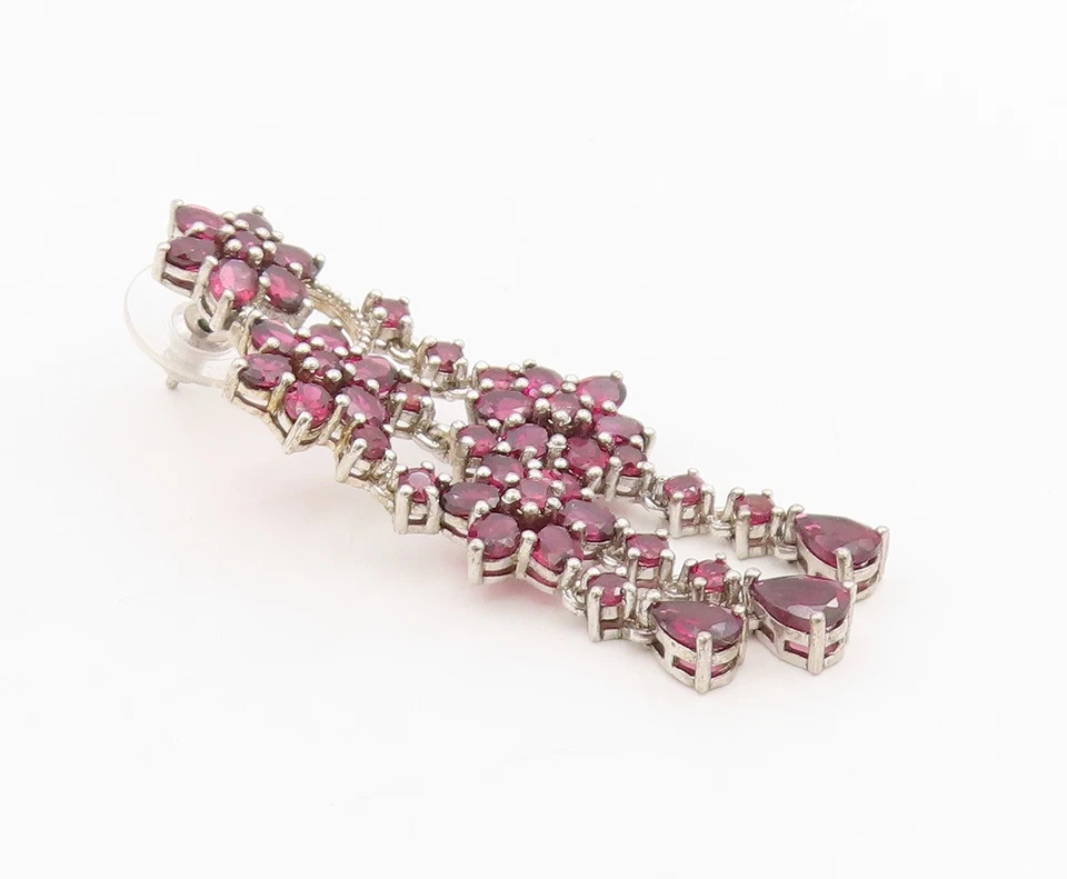 Pendientes vintage de plata de ley 925 amatista delicada flor colgante EG13858 Foto 3 de 4