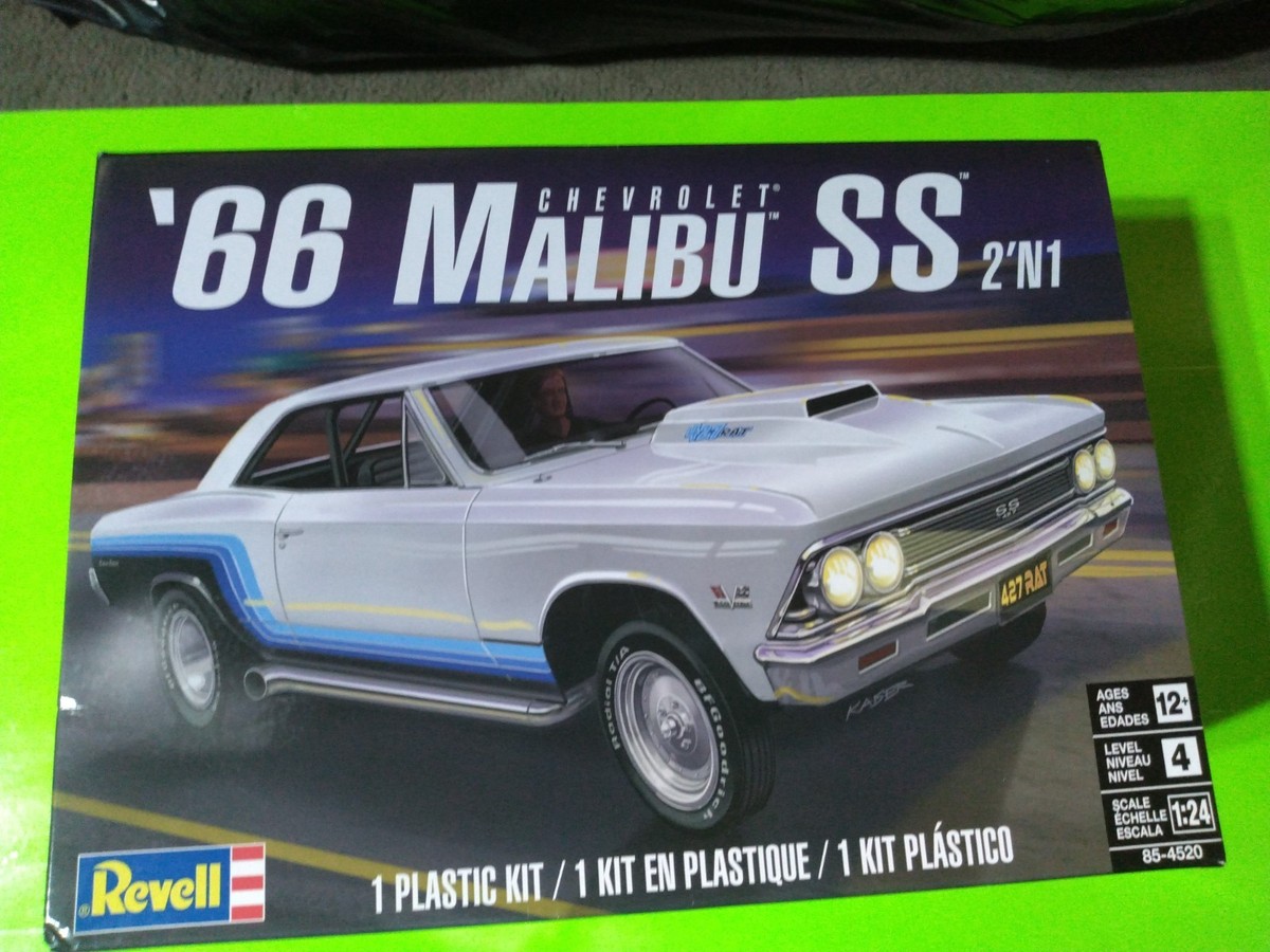 Kit De Modelo Revell Chevy Malibu SS 1966 Escala 1/24 - Maqueta 2 En 1 Para Montar