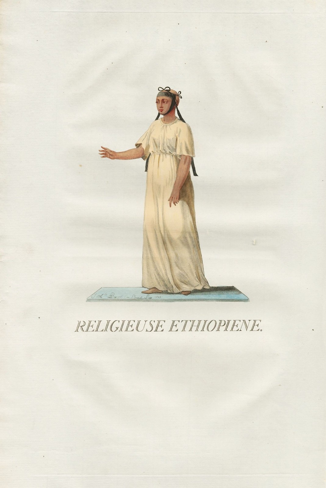 Etiopía East Africa Afrique Nun Monja Traje Disfraz -aquatinta Etching 1778