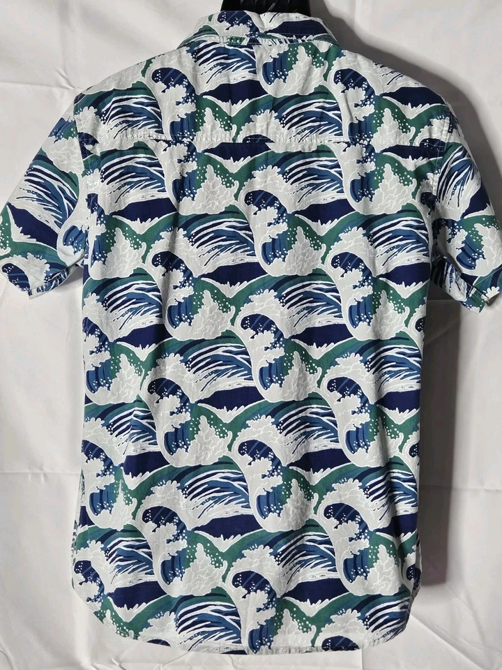 Sovereign Code Men Button Down Short Sleeve Ocean Theme White Size Large - Image 4 of 4