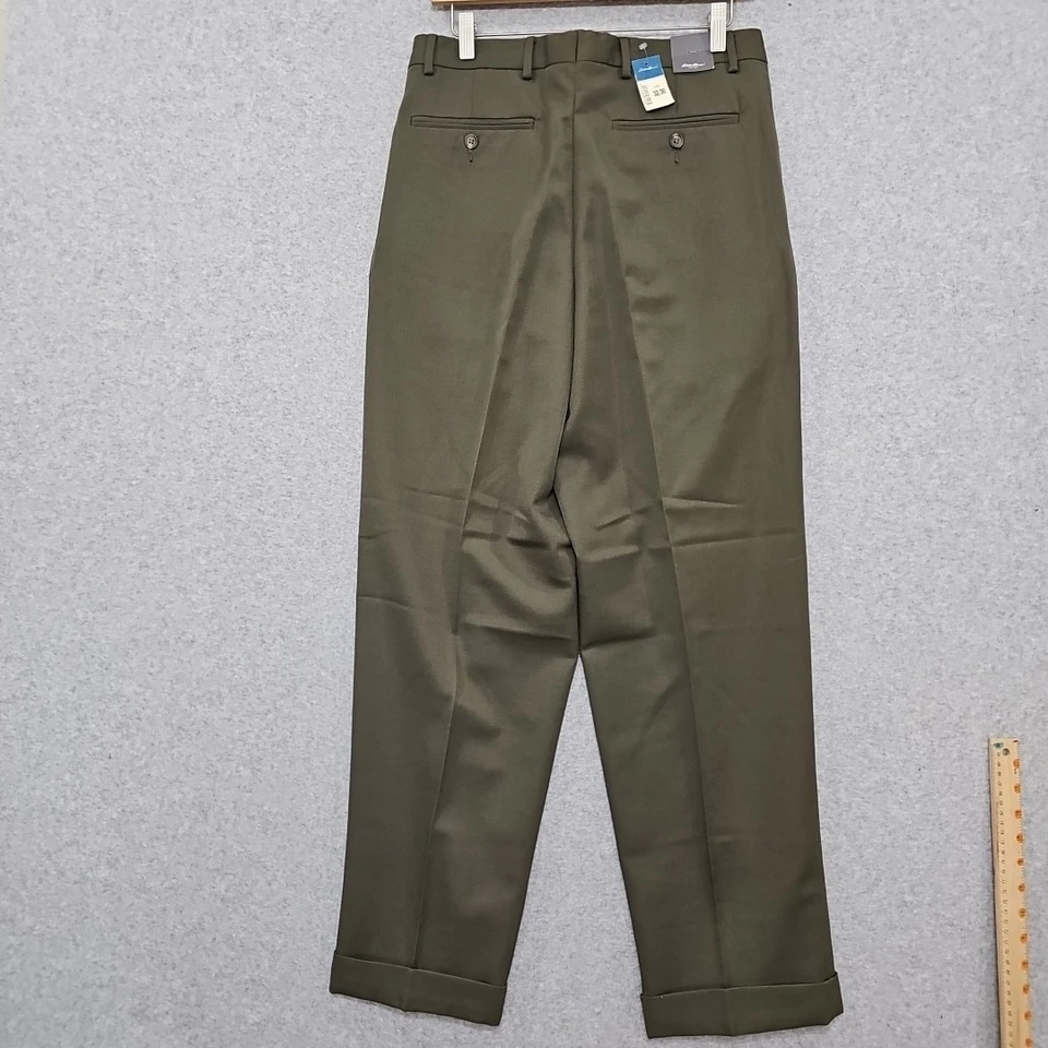 Pantalones de vestir de lana vintage Eddie Bauer para hombre marrón plisado puño 32x30 Foto 2 de 4