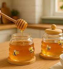 Juego de cucharas de miel de madera de 2 piezas - palos rociadores de cucharón de miel para cocina y té