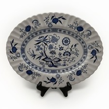 Vintage J&G Meakin Blue Nordic Onion 12” English Ironstone Scalloped Platter