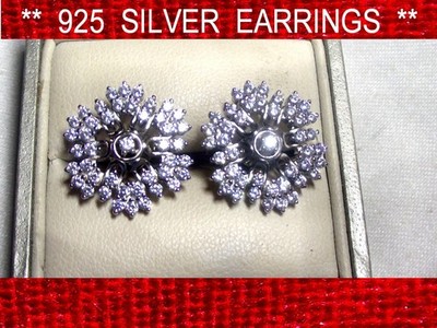 * SCHÖNES Paar funkelndes 925 SILBER / C.Z. * Ohrringe ''Schneeflocke'' *