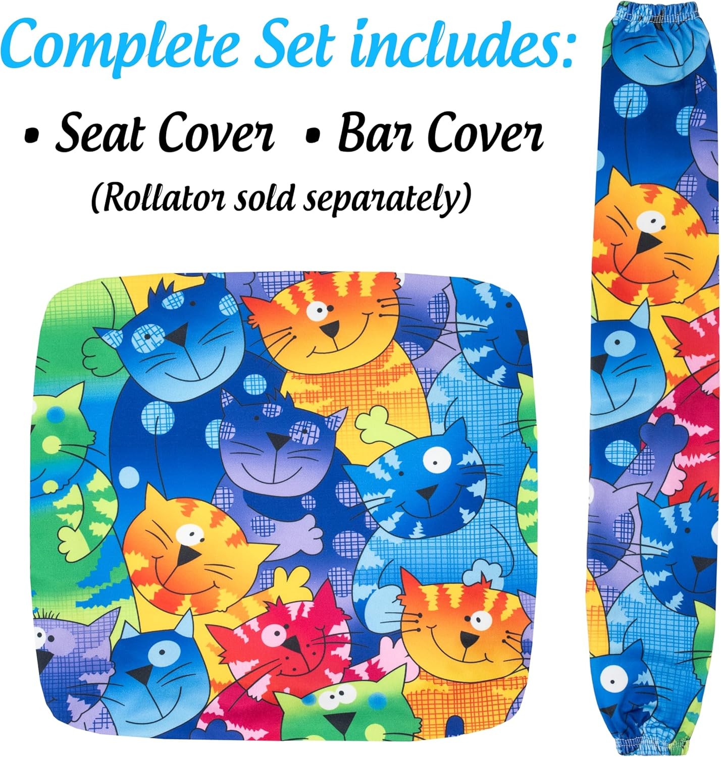 Top Glides Universal Rollator Walker Seat and Backrest Covers (Blue) Blue 