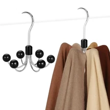 Hoodie Hangers 2-Pack with 6 Wood Balls 360°Swivel Purse Hanger Scarf Hanger ...