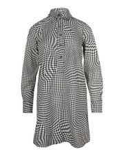 Ganni Optical Houndstooth Pea-Collar Mini Dress In Cotton Women Multico Size 36