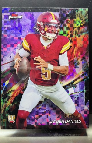 2024 Topps Finest - Common Jayden Daniels #67 Purple Checkerboard Ref. /150 (RC)