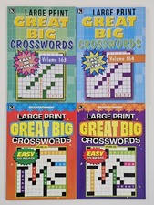 New 4 Large Print Great Big Crosswords Kappa Puzzle Books Vol#163-166  Fun Hobby