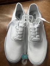 NUEVO Mossimo Supply Co. Mujer Blanco con Rayas Azules Clásicas Tenis de Lona Talla 8