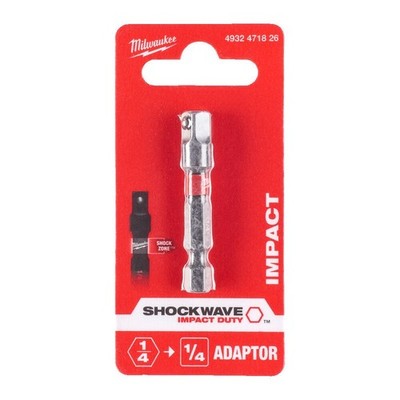 Milwaukee Steckschlüssel-Adapter 1/4'' Sechskant - 1/4'' Vierkant SHOCKWAVE Impact 4932471826