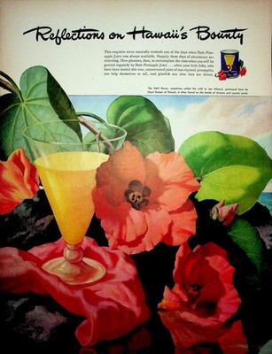 Original 1946 Vintage print Ad: Dole Canned Fresh Hawaiian Pineapple Juice