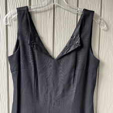 Vintage Dani Max Black Beaded V-Neck Sheath Dress Size 6 Made in USA