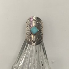 Silver Tone Turquoise Boho Style Size 4 Ring