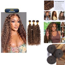 Peenoll 10 12 14 Inch Bundles Human Hair Highlight P4/27 Water Wave Human Hair