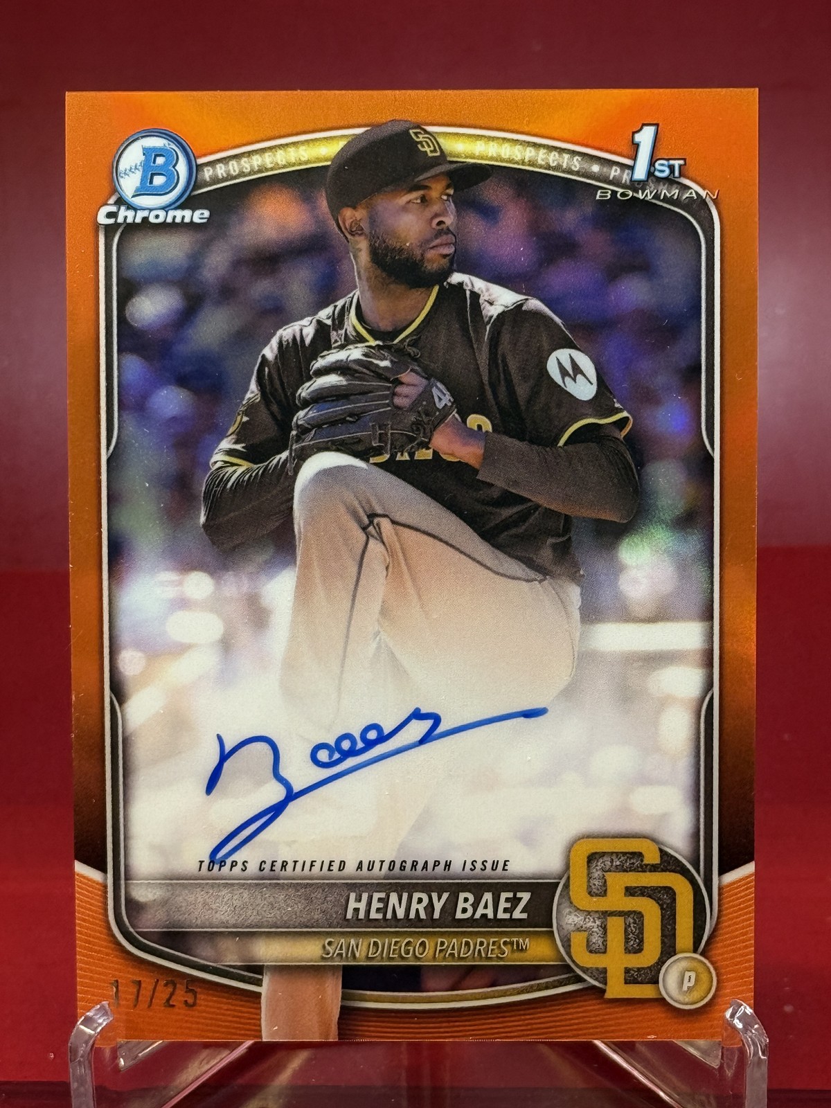 2025 Bowman Chrome Henry Baez #CPA-HBA Prospects Auto Orange Refractor /25 Rays