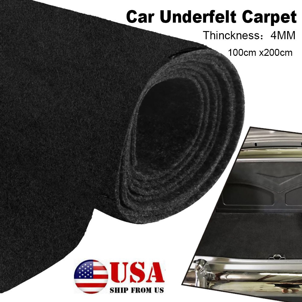 1Mx2M Universal Black Underfelt Carpet Car Trunk Liner Upholstery Replacement