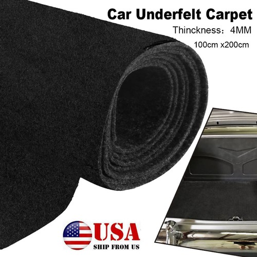 1Mx2M Universal Black Underfelt Carpet Car Trunk Liner Upholstery Replacement