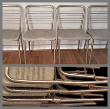 4 Vintage MCM 1960s COSCO Metal Folding Chairs Set Gate Leg Folders