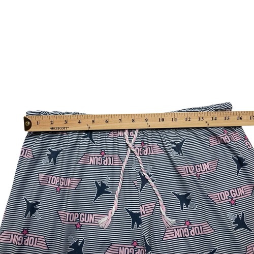 Top Gun | grau & weiß gestreifte rosa Nacht Pyjamahose | Damengröße L 12/14 - Bild 4 von 7