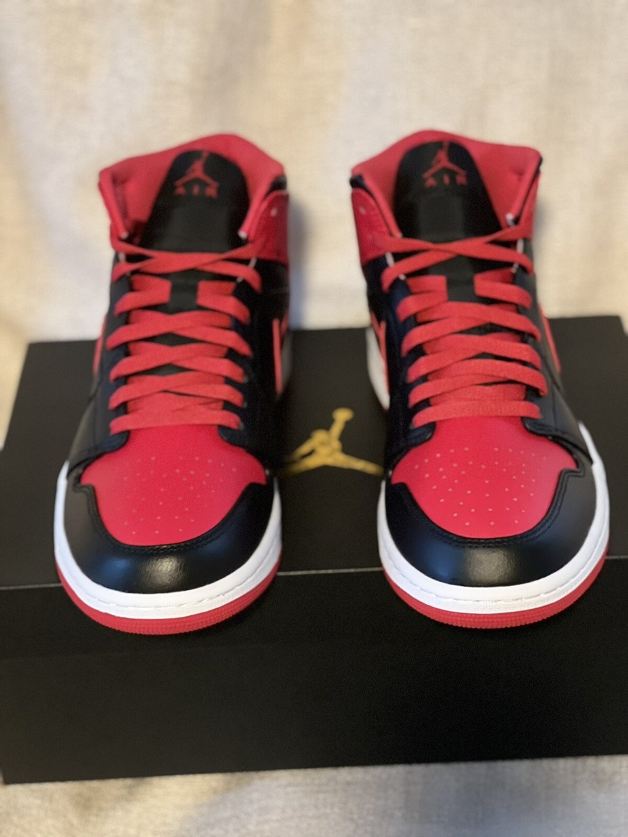 Air Jordan 1 Mid Shoes Black Fire Red White DQ8426-060 Men's Air Jordan 1 Mid Shoes Black Fire Red White DQ8426-060 Men's